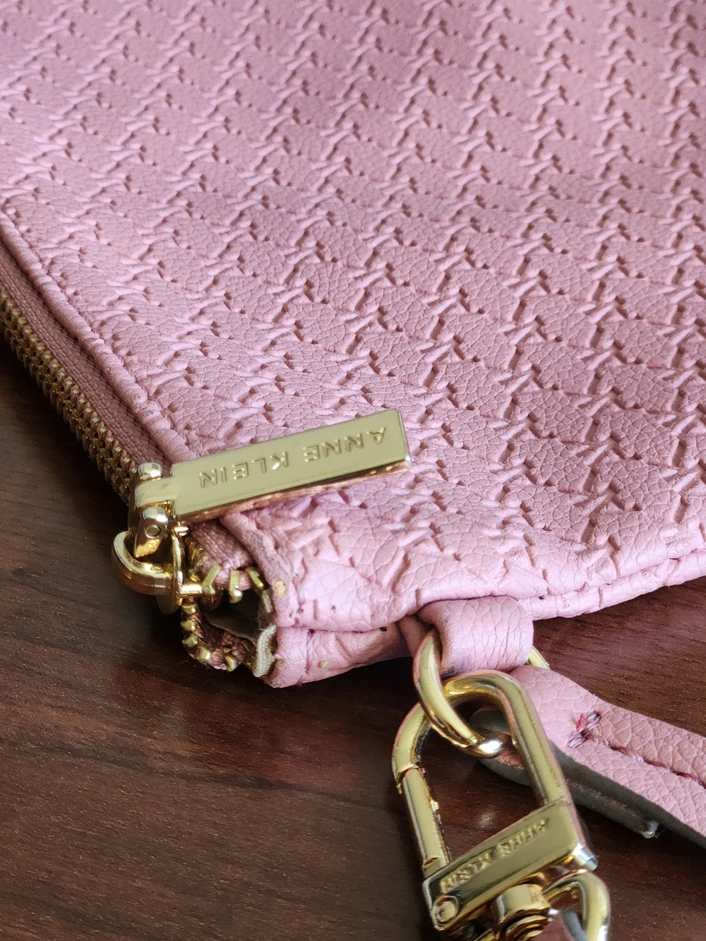 Anne Klein Pink Monogram Wristlet Pouch Clutch